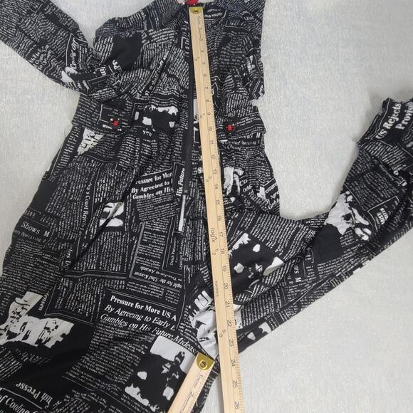 IC By Connie K Newspaper print women's jumpsuit Harem pants Medium Art to Wear - Picture 10 of 15